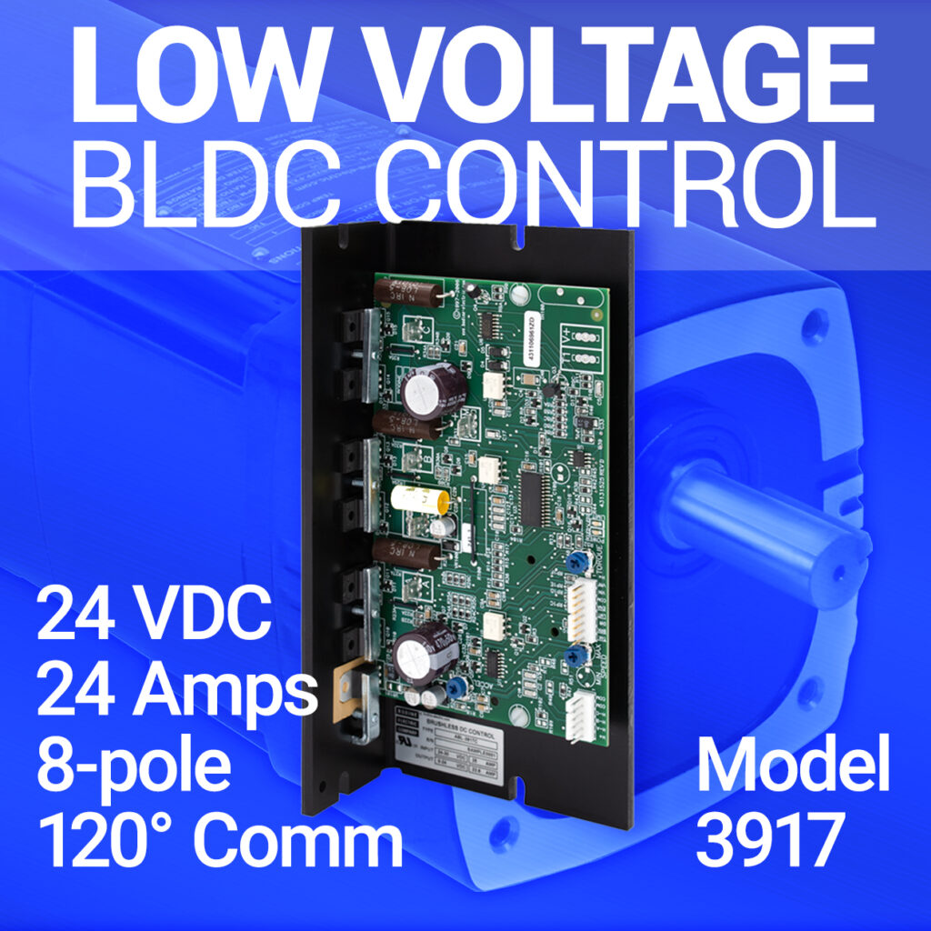 New 24VDC, 8-pole, 120°-Comm BLDC Speed Control for CI/D1 Gearmotors: Model 3917