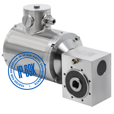 56R1-50JW/H Series 3-Phase AC Inverter Duty Stainless Steel IP-69K Right Angle Hollow Shaft Gearmotor