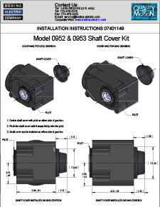 ACC - 07401149 Models 0952 and 0953 Shaft Cover Kit Installation Instructions for hypoid gearmotors