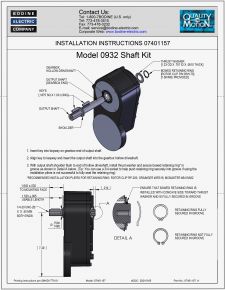 ACC - 07401157 Model 0932 Shaft Kit / 3/4-inch single shaft Installation Instructions for Type HG/H Gearmotors