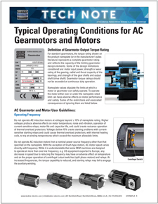 Typical Operating Conditions for AC Gearmotors and Motors