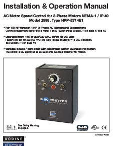 AC - 07410827.B Pacesetter Model 2998 - Installation & Operation Manual - NEMA-1 / IP-40 