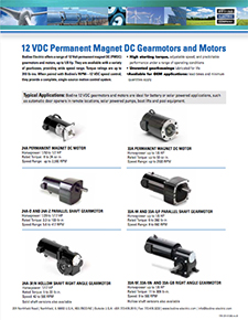 Special-Order 12 VDC PMDC Gearmotors, Motors and Controls