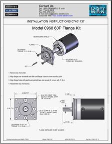 ACC - 07401137 MODEL 0960 FLANGE KIT INSTALLATION INSTRUCTIONS FOR TYPE 60P GEARMOTORS