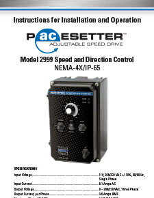 AC- 07401117.B -  Pacesetter Model 2999 - AC Inverter Manual - NEMA-4X / IP-65