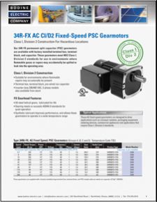 34R-FX AC C1/D2 Fixed-Speed PSC Gearmotors / IP-44