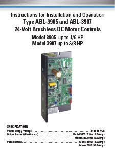 BL - 07400185.H -NEW ratings for Model 3907- 24VDC Brushless DC Control - Chassis, Low-Voltage (up to 3/8 HP) 