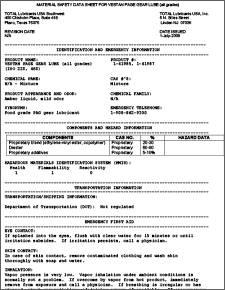 SDS - Lubricant Safety Data Sheet for type 56R-50JW/H Stainless Steel Worm Gearmotors
