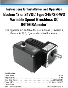 BL - 07401116.C INTEGRAmotor 12 or 24V BLDC [type 34B/SR-WX] Gearmotors with Built-in Speed Control [analog input]