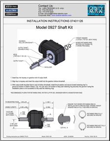 ACC - 07401126 MODEL 0927 SHAFT KIT / 3/4-INCH DOUBLE SHAFT INSTALLATION INSTRUCTIONS FOR TYPE GB/H GEARMOTORS