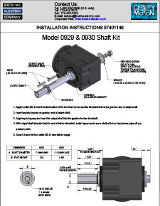 ACC - 07401146.A Model 0929 and 0930 Shaft Kit / single shaft Installation instructions for hypoid gearmotors
