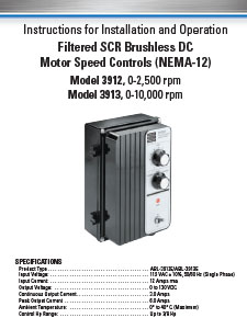 BL - 07400212.C - Models 3912 & 3913 BLDC Motor Speed Controls - Filtered SCR, NEMA-12 