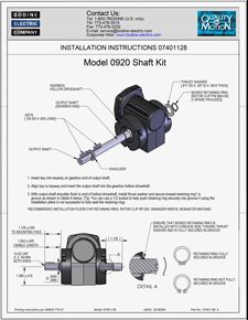 ACC - 07401128 MODEL 0920 SHAFT KIT / 1/2-INCH DOUBLE SHAFT INSTALLATION INSTRUCTIONS FOR TYPE 3F/H GEARMOTORS