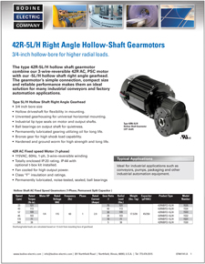  Single-Phase type 42R-5L/H Hollow-Shaft Gearmotors with 3/4-inch Shaft (115VAC/60Hz)