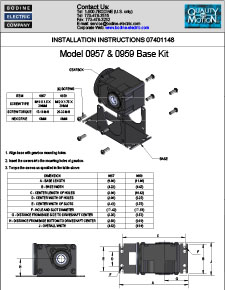ACC - 07401148 MODELS 0957 and 0959 BASE MOUNT KIT INSTALLATION INSTRUCTIONS FOR HYPOID GEARMOTORS