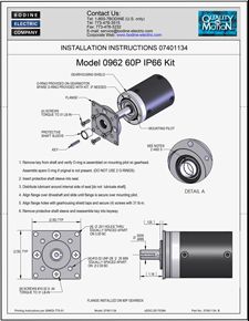 ACC - 07401134 MODEL 0962 FLANGE IP-66 SEAL KIT INSTALLATION INSTRUCTIONS FOR TYPE 60P GEARMOTORS