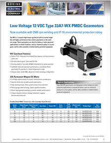 Low-Voltage Type 33A7-WX, 12V PMDC Gearmotors. IP-55