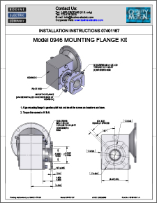 ACC - 07401167 Model 0946 Mounting Flange Kit Installation Instructions for Type 50JW/H Gearmotors