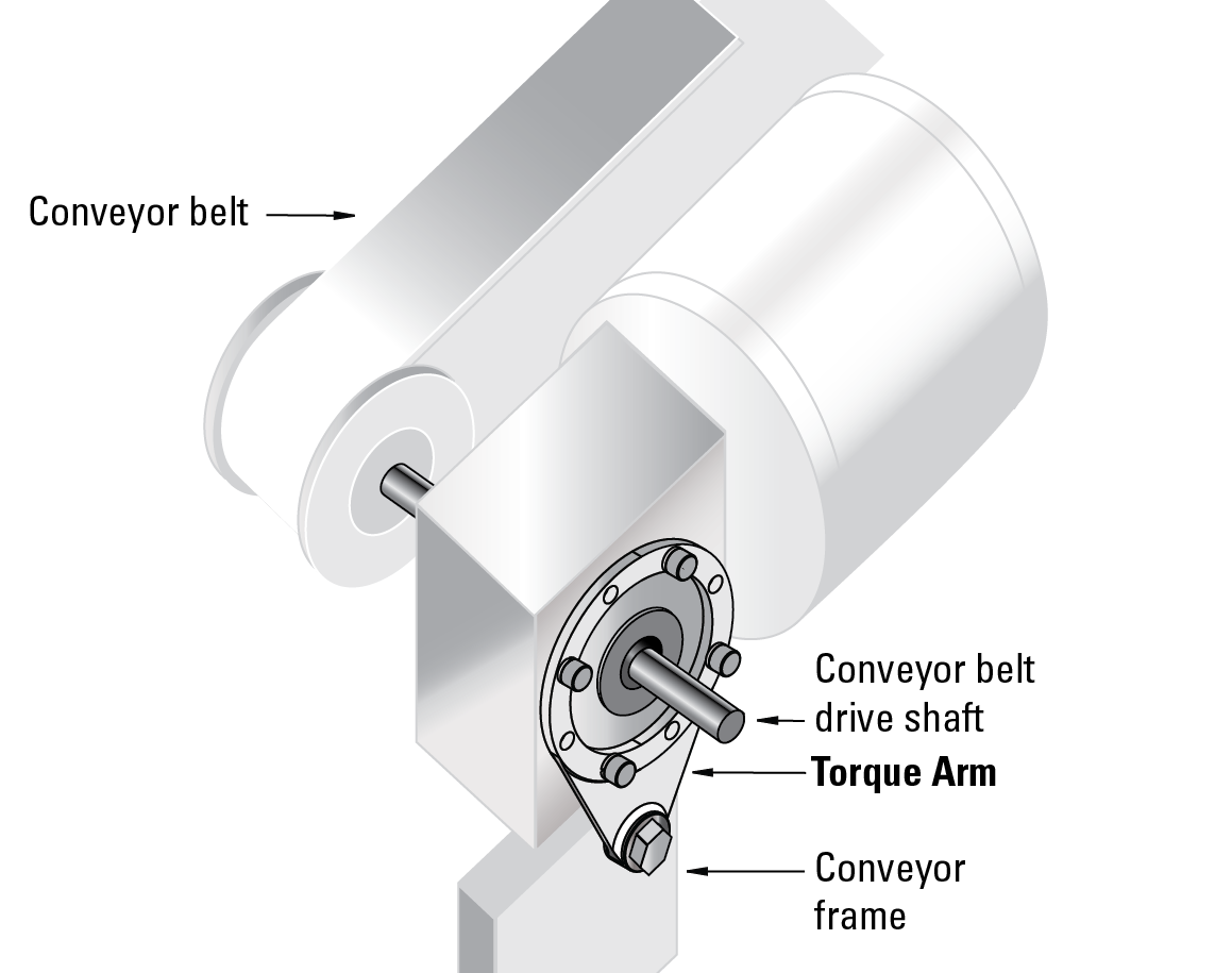 stainless steel gearmotor mounted with a torque arm